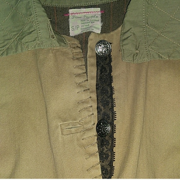 FREE PEOPLE  Fleur De Lis Patchwork Distressed Denim / Chambray Jacket Blazer - Picture 6 of 9